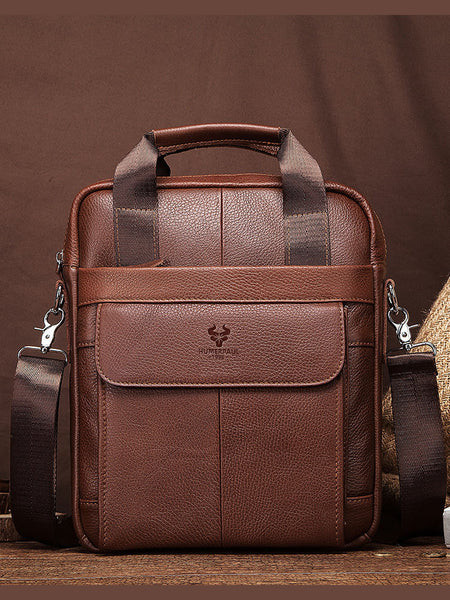Hummer Business Commute Genuine Leather Men's Business Messenger Bag - ANIBEY