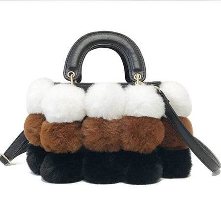 Plush Handbags Winter Plush Shoulder Bag Handbag Trend Messenger Bag - ANIBEY