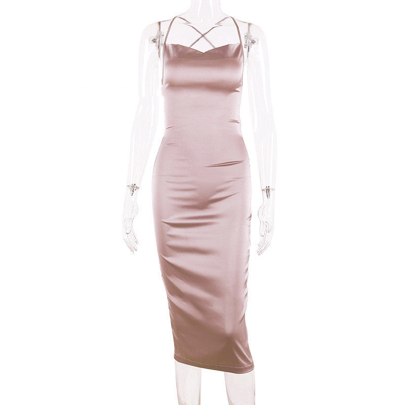 Sexy Sling Halter Lace-Up Tight-Fitting Hip Skirt - ANIBEY