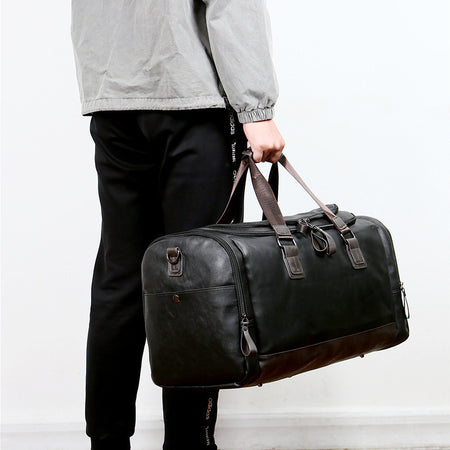 Pu Leather Large Capacity Travel Bag Men's Business Travel Duffel Bag - ANIBEY