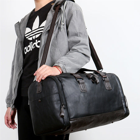 Pu Leather Large Capacity Travel Bag Men's Business Travel Duffel Bag - ANIBEY