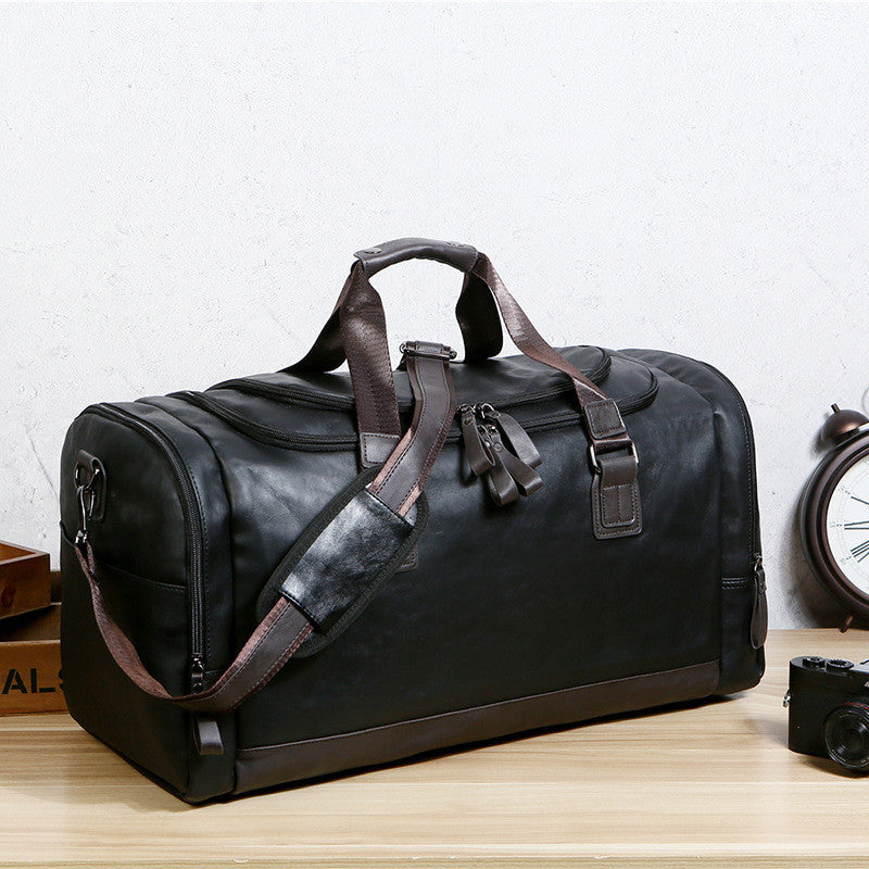 Pu Leather Large Capacity Travel Bag Men's Business Travel Duffel Bag - ANIBEY
