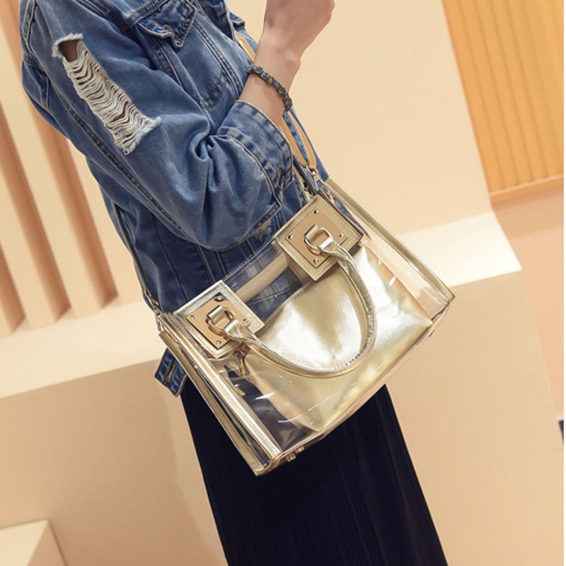 Women's Transparent Handbags Beach Bags Clear Jelly crystal Purse Crossbody Bags - ANIBEY