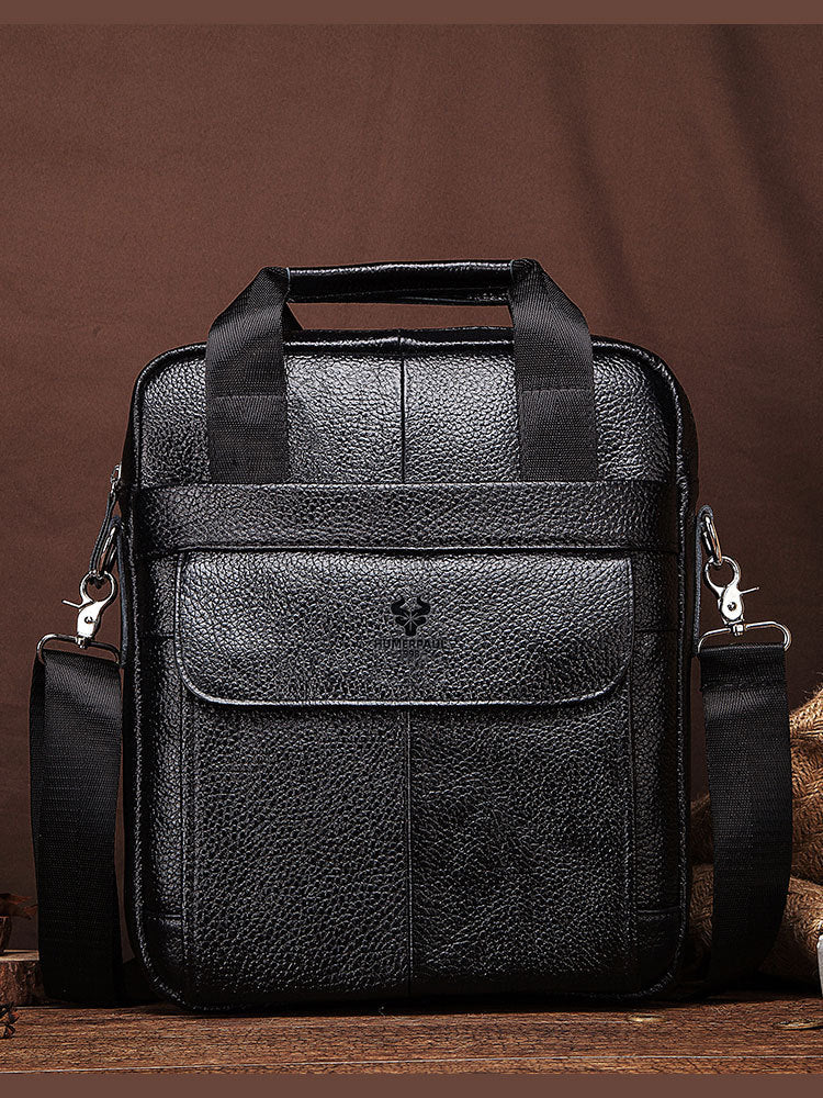 Hummer Business Commute Genuine Leather Men's Business Messenger Bag - ANIBEY