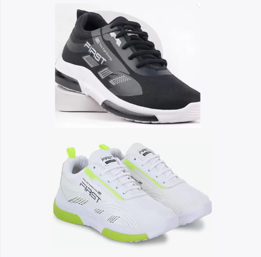 Sports Shoes for Men (White & Black, 6) (Pack of 2) - ANIBEY
