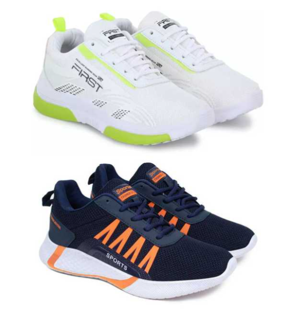 Sports Shoes for Men (White & Blue, 6) (Pack of 2) - ANIBEY