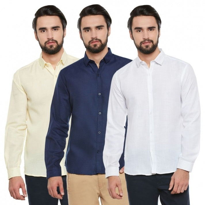 Combo of 3 Casual Men's Shirts (Multicolor, S) - ANIBEY