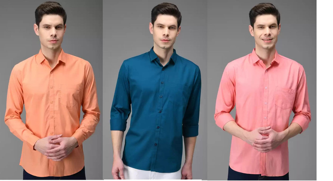 Combo of 3 Casual Men's Shirts (Multicolor, S) - ANIBEY