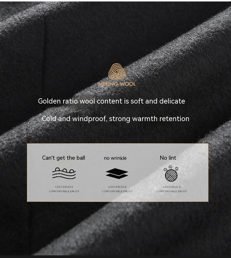 Winter Woolen Men's Slim Long Casual Trench Coat Thick Warm Jacket - ANIBEY