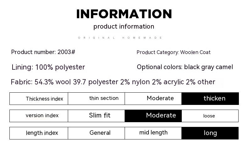 Winter Woolen Men's Slim Long Casual Trench Coat Thick Warm Jacket - ANIBEY