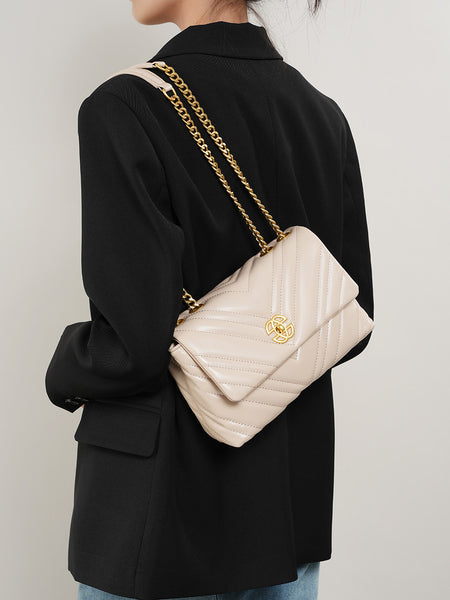 Women's Leather Diamond Chain Square Shoulder Messenger Bag - ANIBEY