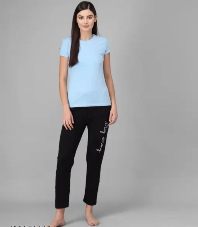 Cotton Blend Straight Fit Trouser for Women (Black, M) - ANIBEY