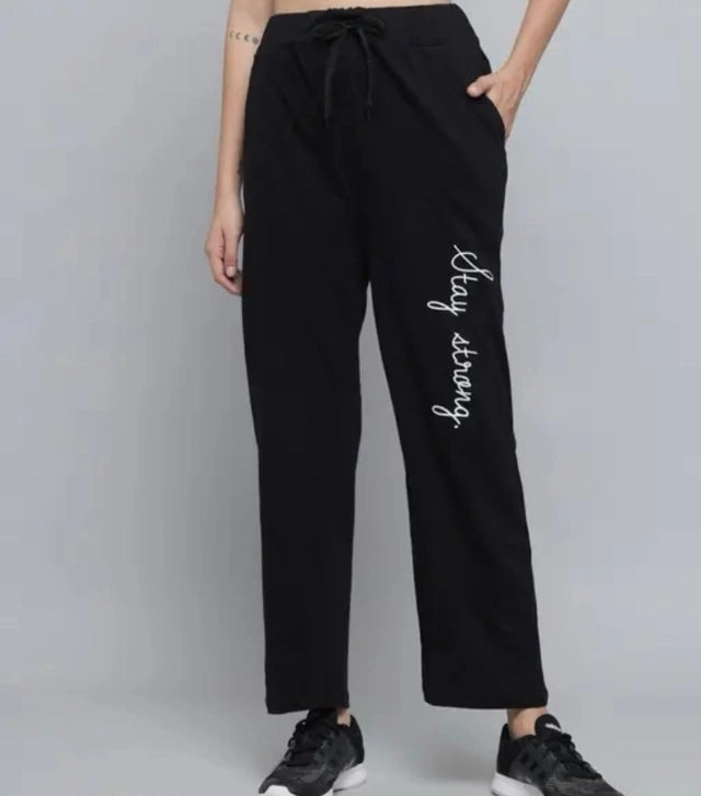 Cotton Blend Straight Fit Trouser for Women (Black, M) - ANIBEY