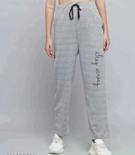 Cotton Blend Straight Fit Trouser for Women (Grey, M) - ANIBEY