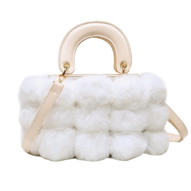 Plush Handbags Winter Plush Shoulder Bag Handbag Trend Messenger Bag - ANIBEY