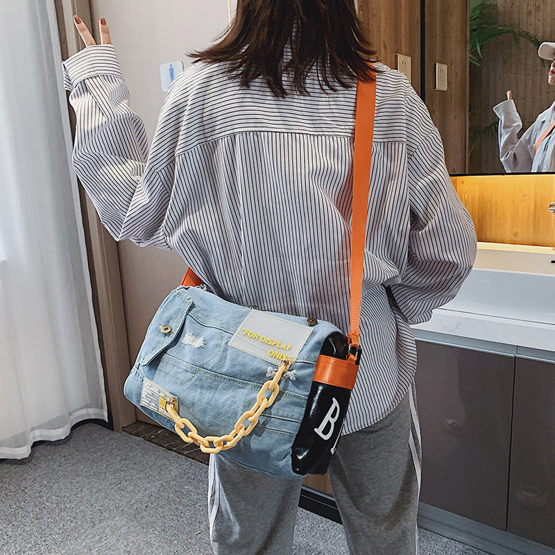 Denim Women's One-shoulder Yoga Sports Bag - ANIBEY