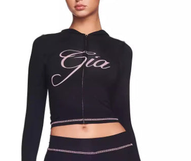 Women's Graceful And Fashionable Heat Transfer Patch Tube Top High Waist Casual Trousers Two-piece Set
