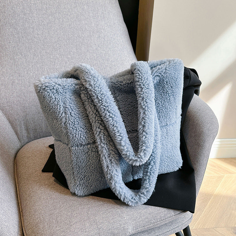 Women's Designer Luxury Plush Bag Winter Fashion Cute Tote Handbags Large Capacity Portable Single Shoulder Furry Bags - ANIBEY