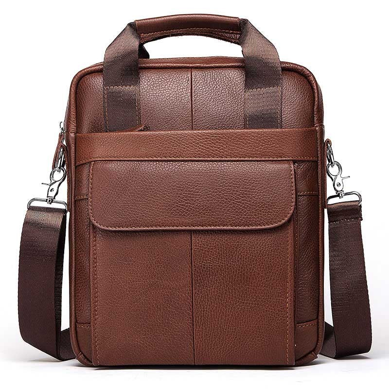 Hummer Business Commute Genuine Leather Men's Business Messenger Bag - ANIBEY