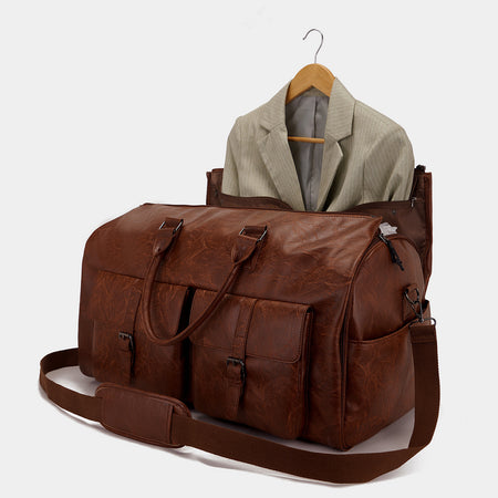 Travel Convenient Portable Garment Bag PU Leather Luggage Bag - ANIBEY