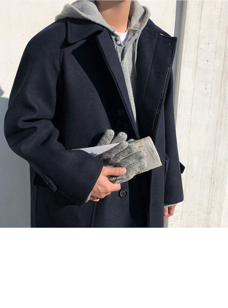 British Style Woolen Trench Coat for Men - ANIBEY