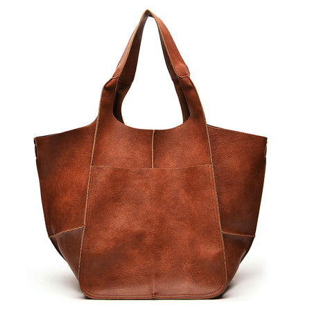Simple Big Bag Soft Leather Large Capacity Shoulder Hand-held Tote - ANIBEY
