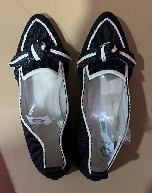 Fashion Pointed Toe Bow Flat Shoes For Women Lying Woven Slip-on Breathable Shoes Summer - ANIBEY