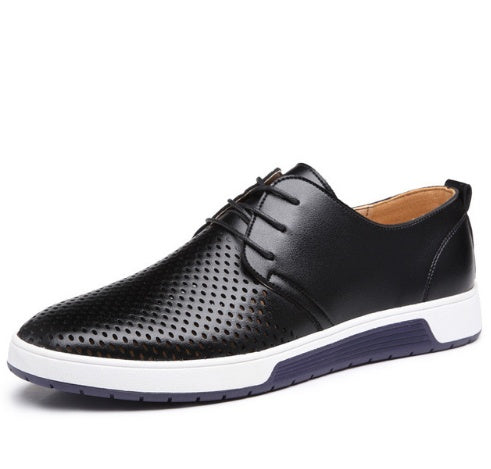 Leather Shoes Men's Business Formal Workwear Shoes Black Trendy Soft Shoes - ANIBEY
