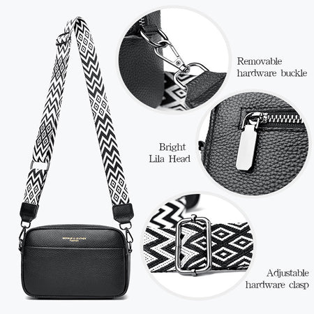 Fashion Shoulder Crossbody Bags With Rhombus Embroidered Wide Shoulder Strap Cute Small Square Bag Women - ANIBEY