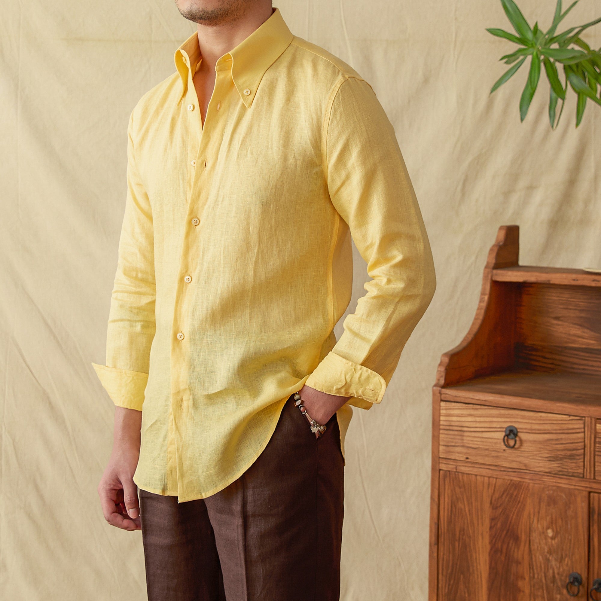 Linen Long Sleeves Collar Shirt for Men - ANIBEY