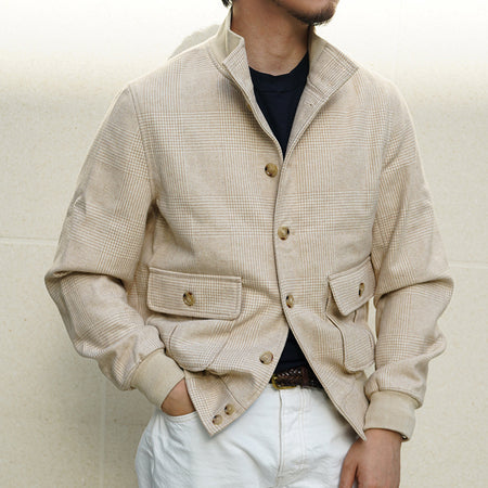 Pilot Jacket Tweed Short Slim Stand Collar Woolen Coat - ANIBEY