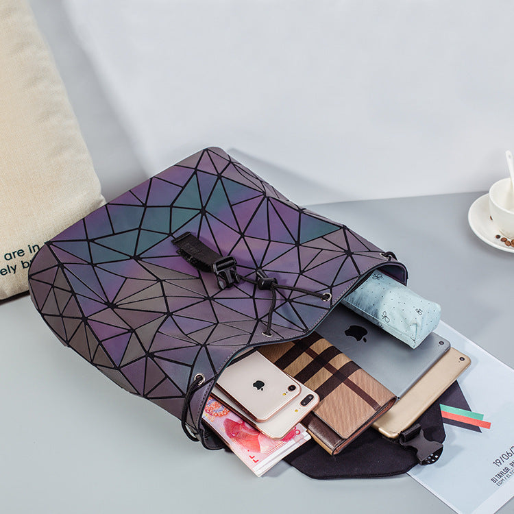 Colorful Geometric Fashion Folding Rhombus Backpack - ANIBEY