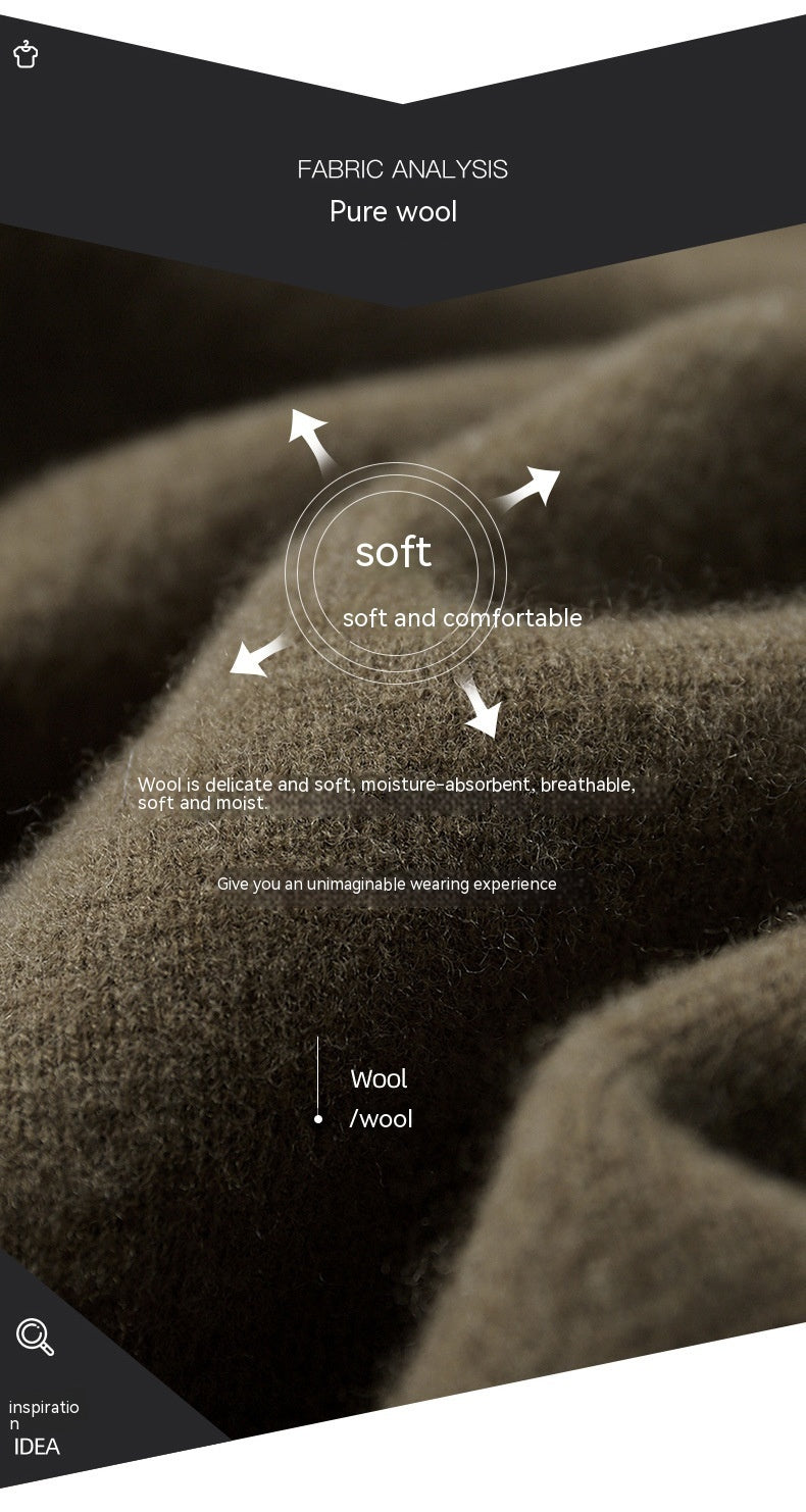 Men's Polo Collar Solid Color Wool Cardigan Sweater - ANIBEY