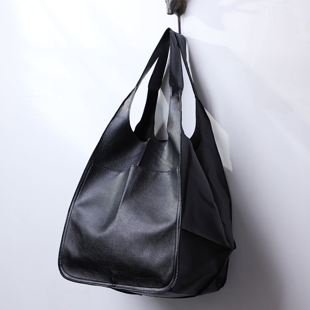 Simple Big Bag Soft Leather Large Capacity Shoulder Hand-held Tote - ANIBEY