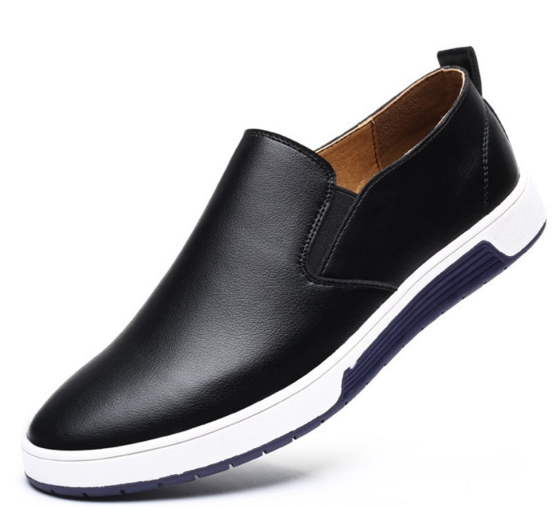 Leather Shoes Men's Business Formal Workwear Shoes Black Trendy Soft Shoes - ANIBEY