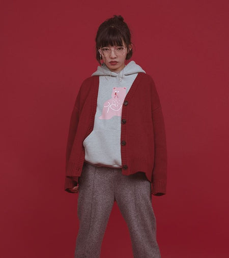 Fun Illustration Sweater Cardigan Coat - ANIBEY