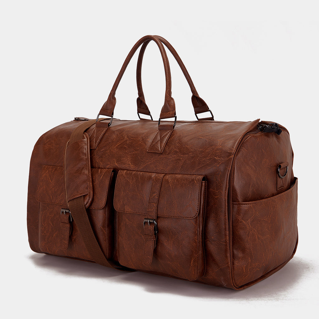 Travel Convenient Portable Garment Bag PU Leather Luggage Bag - ANIBEY