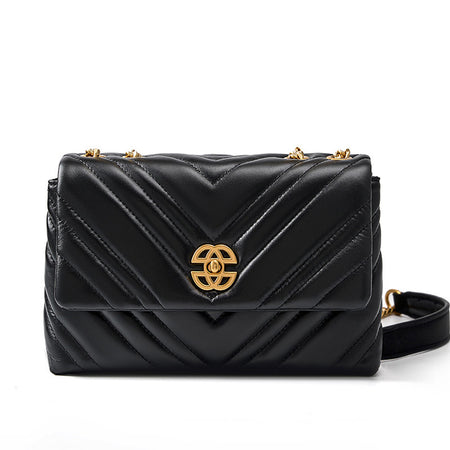 Women's Leather Diamond Chain Square Shoulder Messenger Bag - ANIBEY