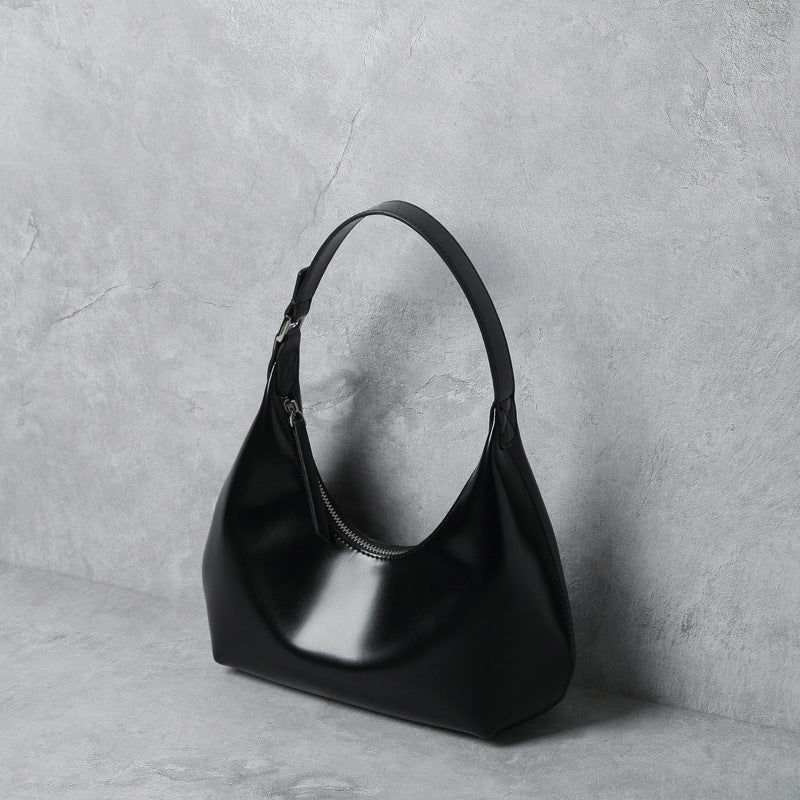 Fashionable And Simple Armpit One-shoulder Portable Cowhide Bag - ANIBEY