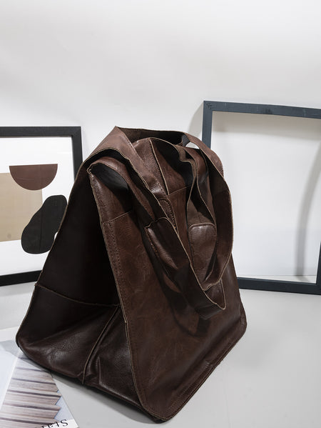 Soft Leather Large Capacity One-shoulder Tote Bag - ANIBEY