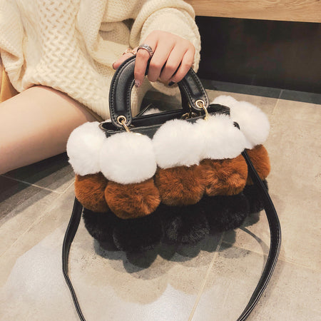 Plush Handbags Winter Plush Shoulder Bag Handbag Trend Messenger Bag - ANIBEY