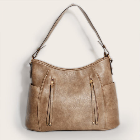 Retro Double Zipper Tassel Women's Portable Shoulder Bag - ANIBEY