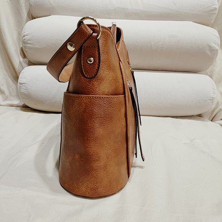 Retro Double Zipper Tassel Women's Portable Shoulder Bag - ANIBEY
