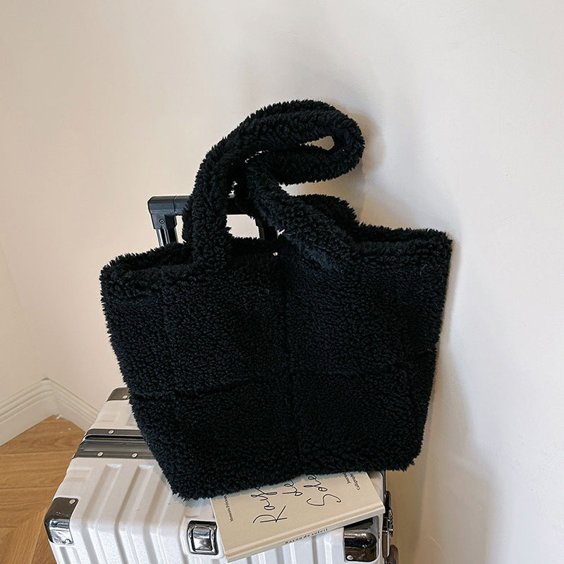 Women's Designer Luxury Plush Bag Winter Fashion Cute Tote Handbags Large Capacity Portable Single Shoulder Furry Bags - ANIBEY
