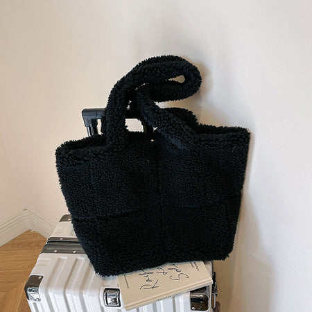 Women's Designer Luxury Plush Bag Winter Fashion Cute Tote Handbags Large Capacity Portable Single Shoulder Furry Bags - ANIBEY