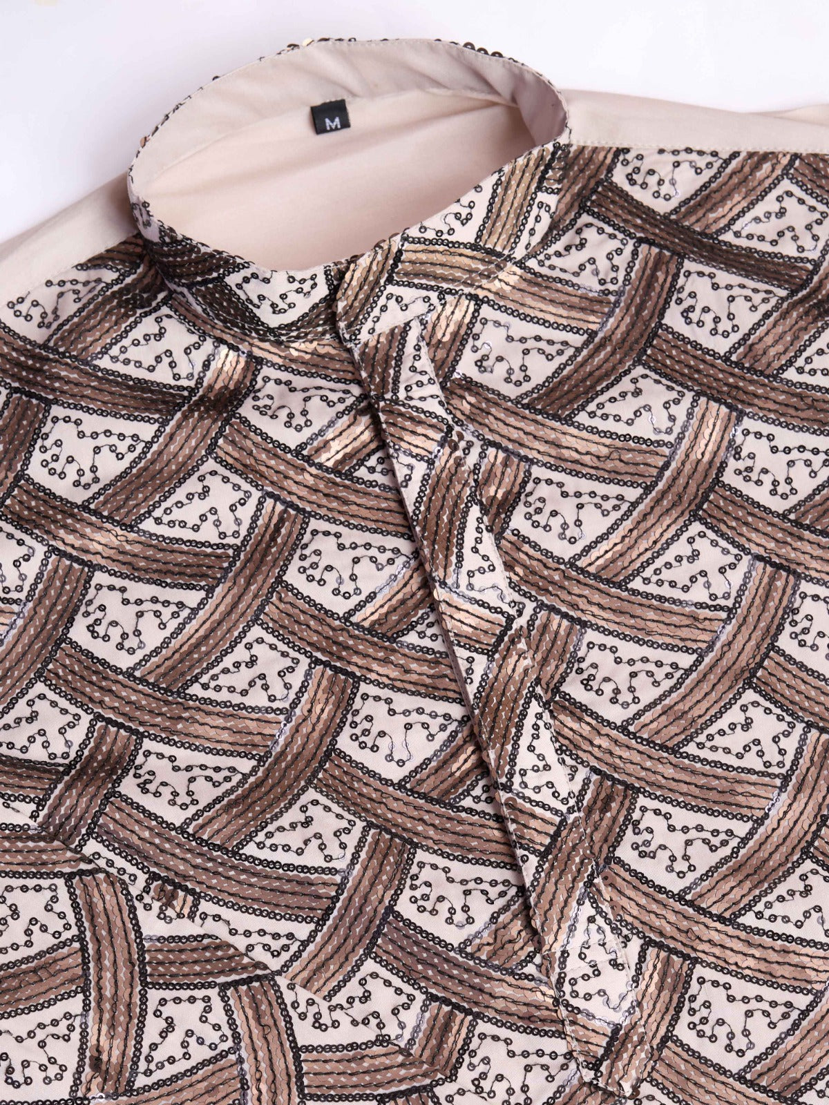 Mustard color pure silk mirror work kurta - Rawayi - ANIBEY