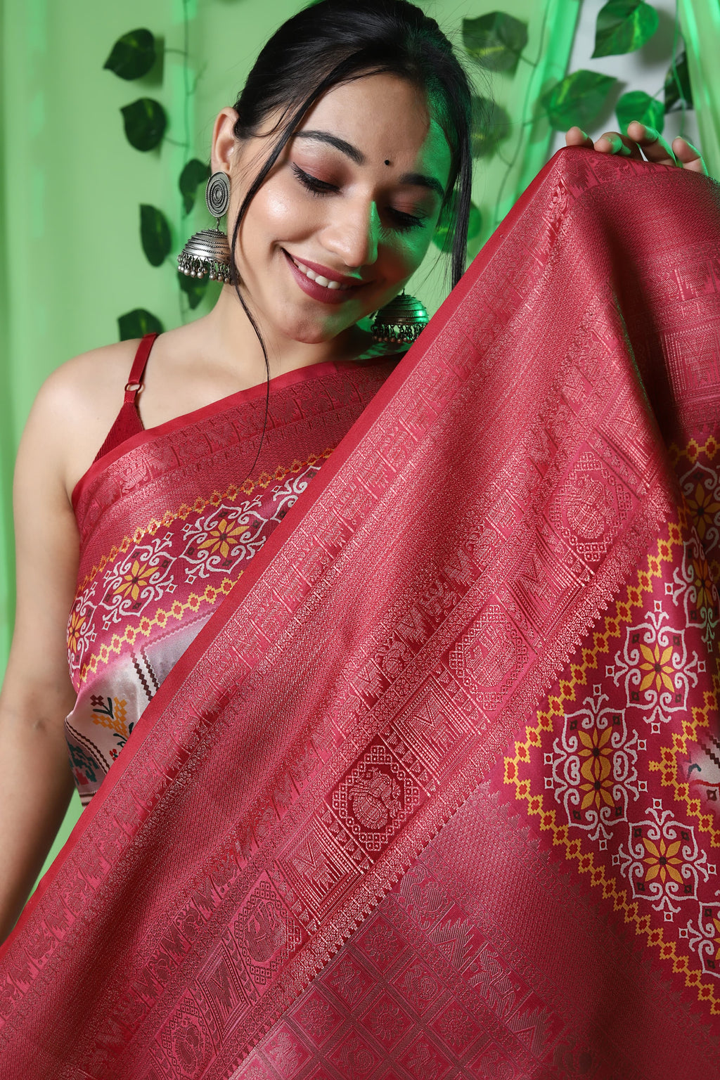 Pure   Kanchipuram Patola Digital Printed Saree Rich Pallu And Tassels - ANIBEY