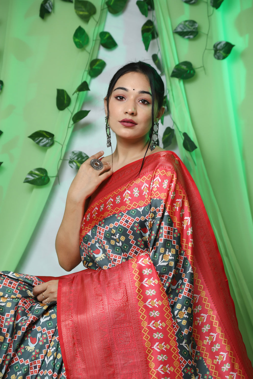 Pure   Kanchipuram Patola Digital Printed Saree Rich Pallu And Tassels - ANIBEY