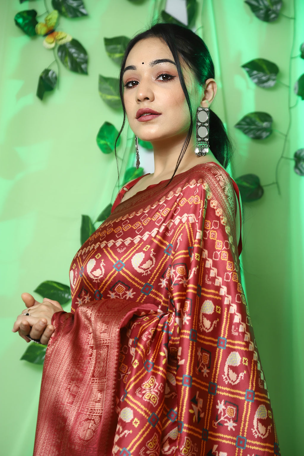 Pure   Kanchipuram Patola Digital Printed Saree Rich Pallu And Tassels - ANIBEY