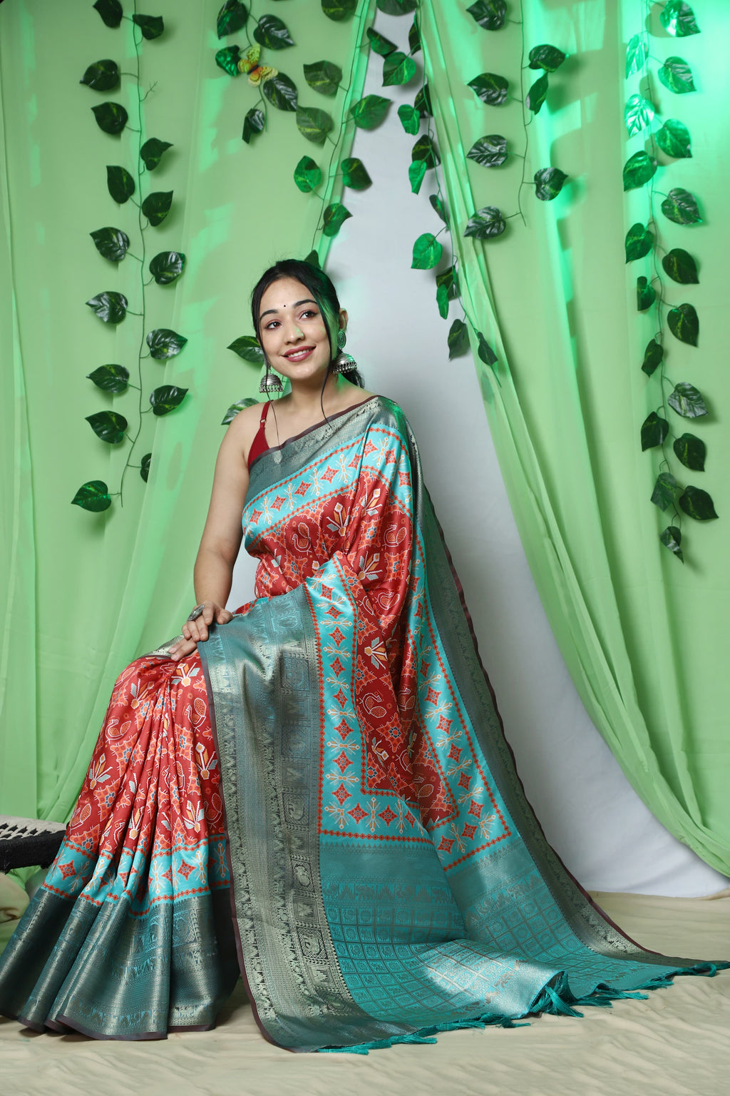 Pure   Kanchipuram Patola Digital Printed Saree Rich Pallu And Tassels - ANIBEY